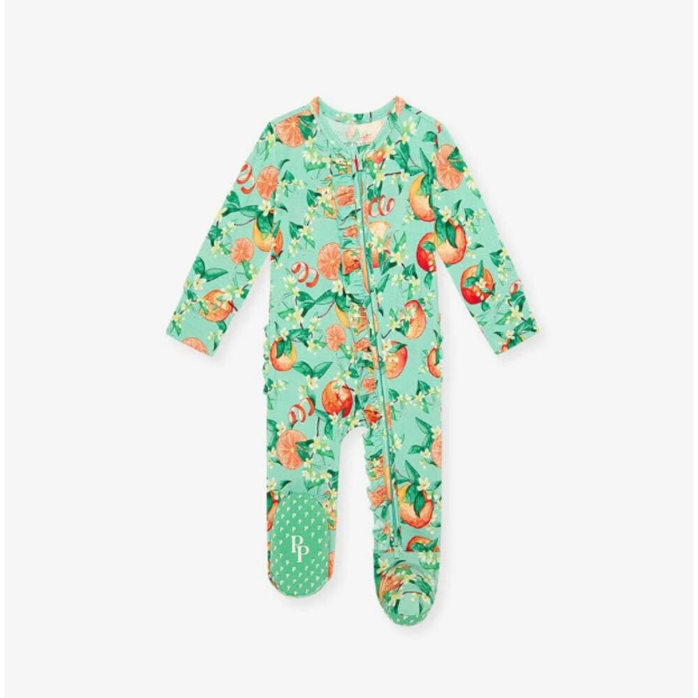 Posh Peanut (Bundle of 2) Ruffled Zippered One-Piece Footie - Size 6-9 Months - Picture 4 of 9